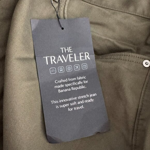 Banana Republic The Traveler Slim Pants Mens 38x34 Green Stretch NWT PT-2609 - Picture 7 of 16